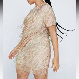 Tassel Beaded Mini Shift Dress
